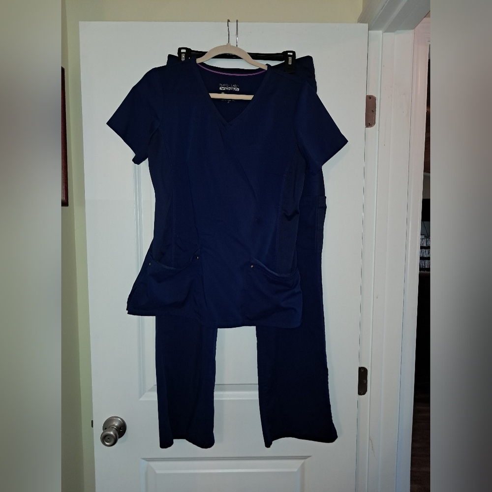 Navy Blue Healing Hands Women's Scrub Set